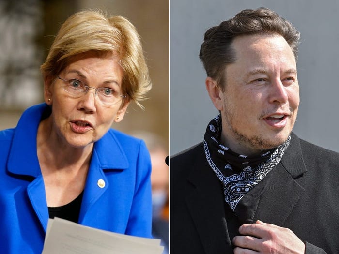 Elizabeth warren elon musk bank robber dismantle cfpb