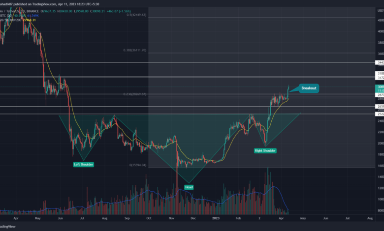 Bitcoin giant megaphone pattern 270k 300k btc price target