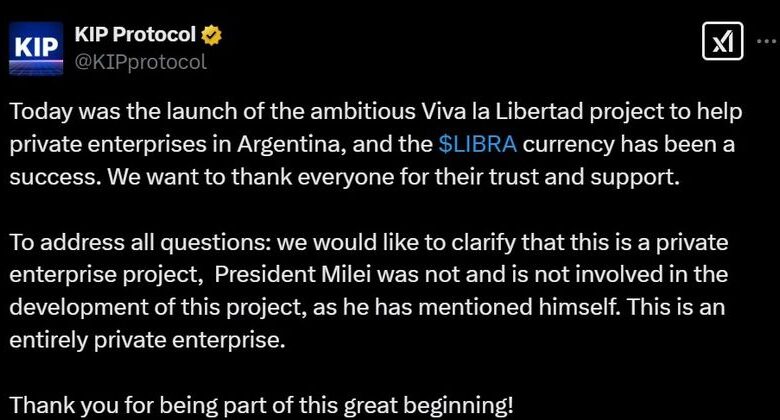 Kip protocol reveals involvement javier milei endorsed libra