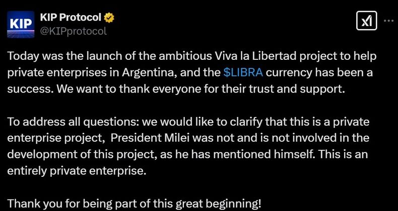 Kip protocol reveals involvement javier milei endorsed libra